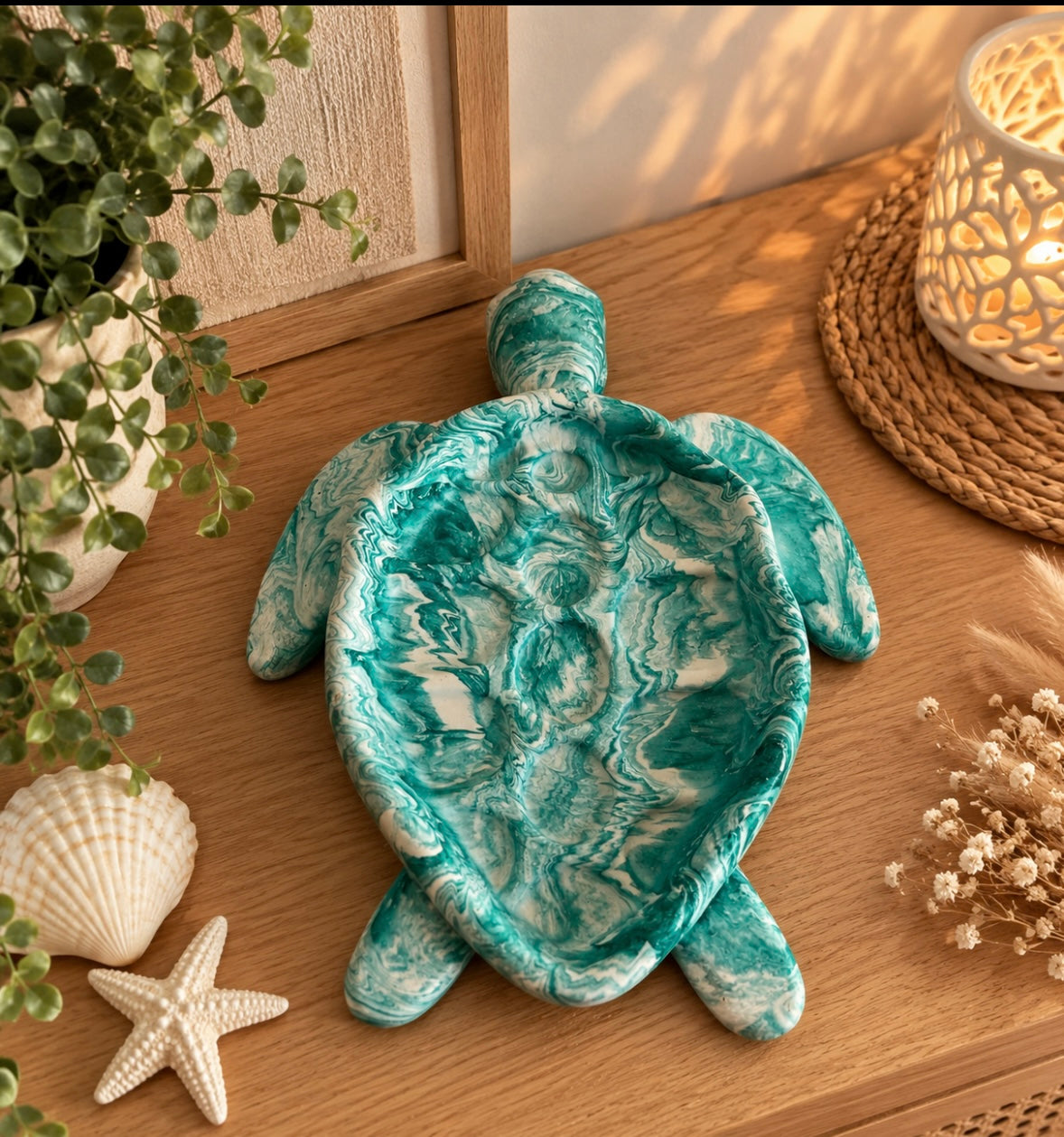Plateau Tortue – Vide-poche en jesmonite blanc