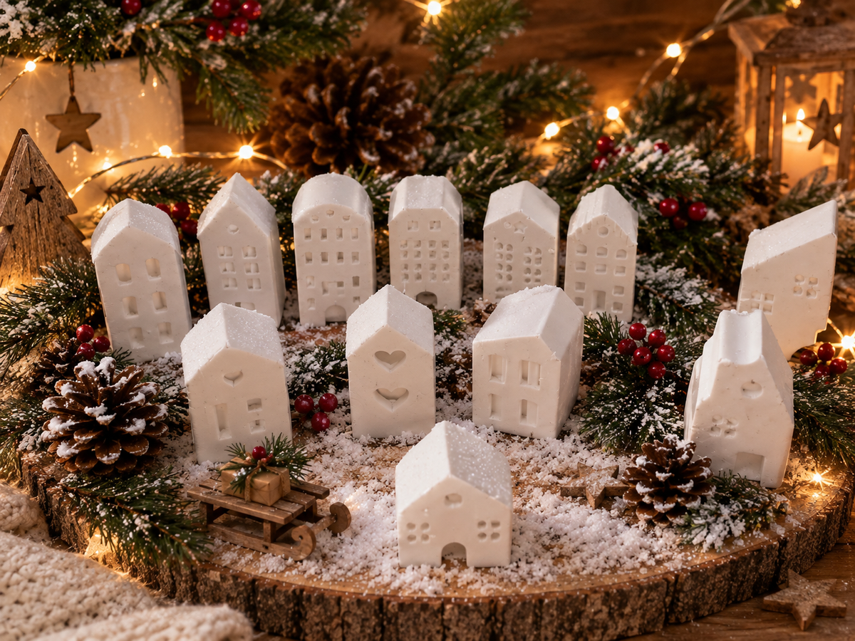 Mini Village de Noël en Jesmonite