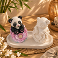 Figurine panda en jesmonite - version colorée et version blanche