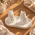 Chat Maine Coon en jesmonite – Figurine artisanale blanche
