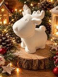 Renne de Noël en jesmonite blanc mat